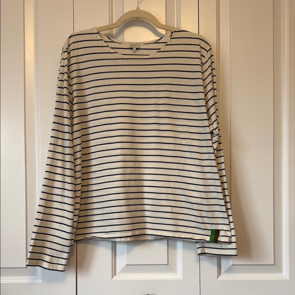 KULE Green Striped Long Sleeve Top